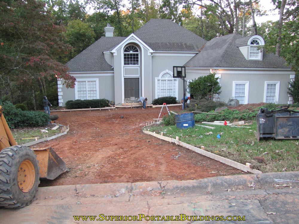 Concrete driveway forms installed