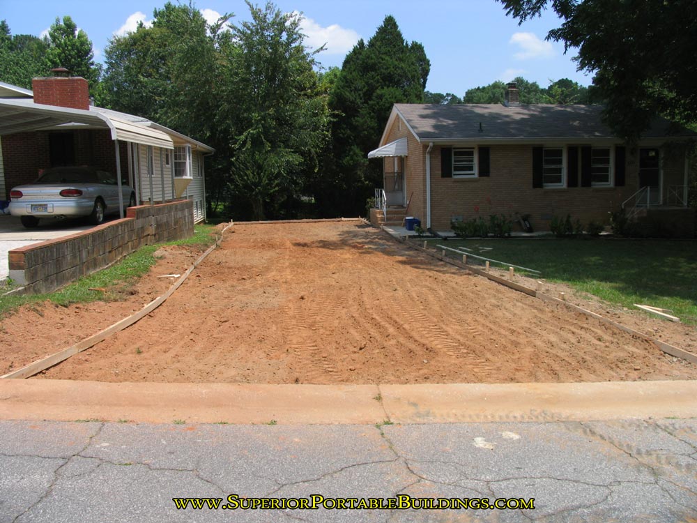 Forms set for new concrete driveway.