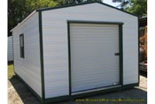12 x 16 white and green long roof garage