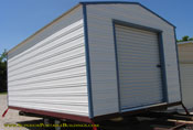 12 x 20 long roof white and blue garage