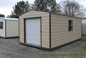 12 x 20 beige and brown long roof garage
