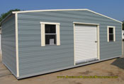 12 x 24 standard roof garage blue with cream trim