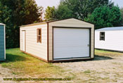 12 x 24 Cream and brown long roof garage