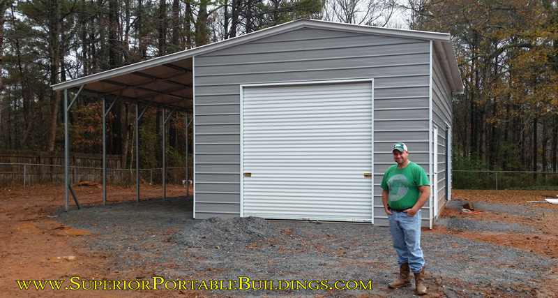 30' wide x 30' long metal building with 12' wide lean too.