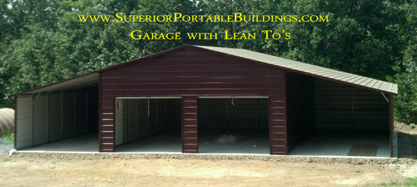 Metal garage with lean tos