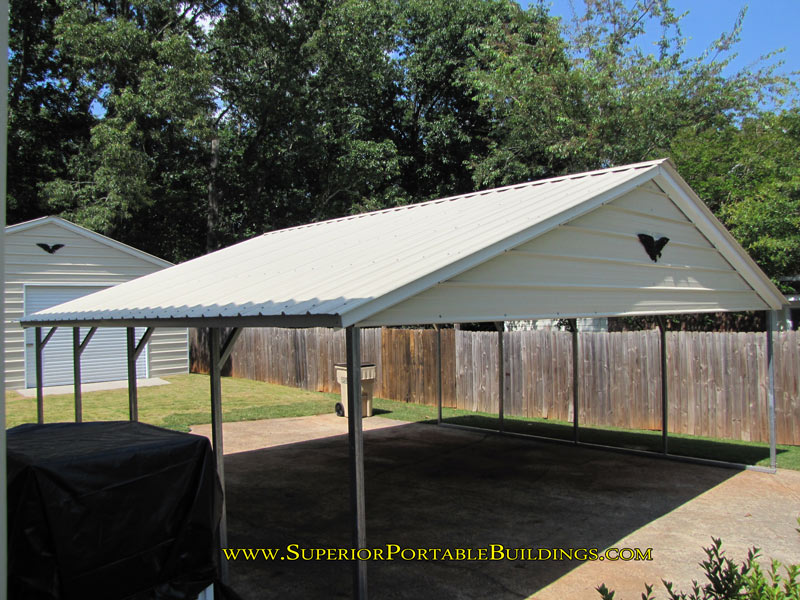 steel carport front with gable end