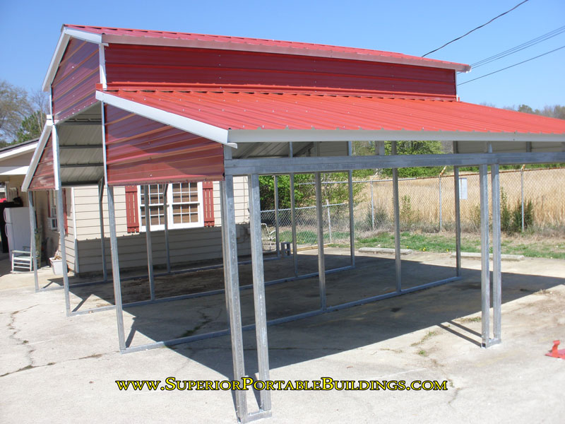 30' wide x 20 long steel carport with lean tos