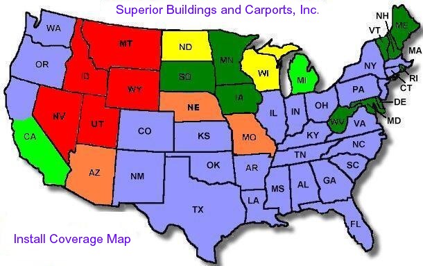 Superior Buildings and Carports Pricing Map
